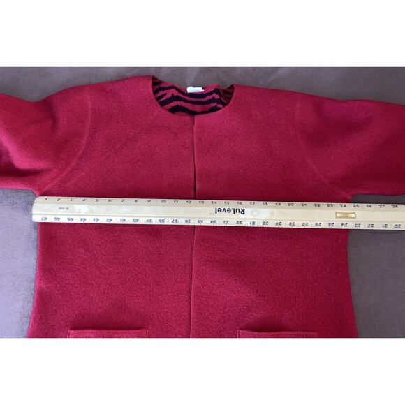 Chico’s Design 3 (XL) 100% Boiled Wool Reversible Red, Red Blk Animal Print Jckt - Picture 7 of 9